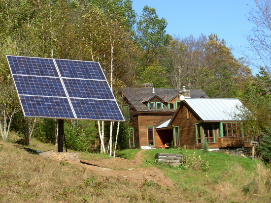 Off-grid home with solar panels